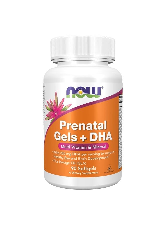 Supplements, Prenatal Gels + DHA with 250 mg DHA per serving, plus Borage Oil (GLA), 180 Softgels