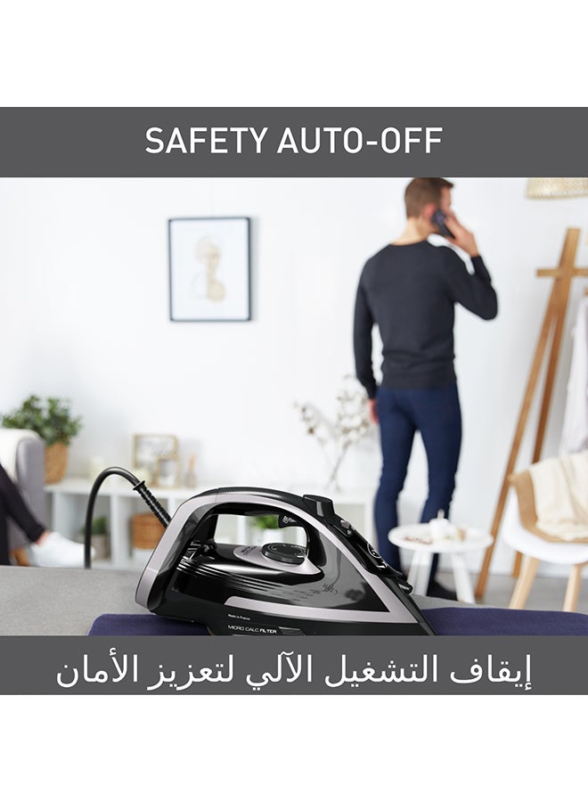 TEFAL Steam Iron | Puregliss | 3000 W |Anti-Stain Protection | Exceptional Glide | Safety Auto-Off | FV8062G0 270 ml 3000 W FV8062G0 Black