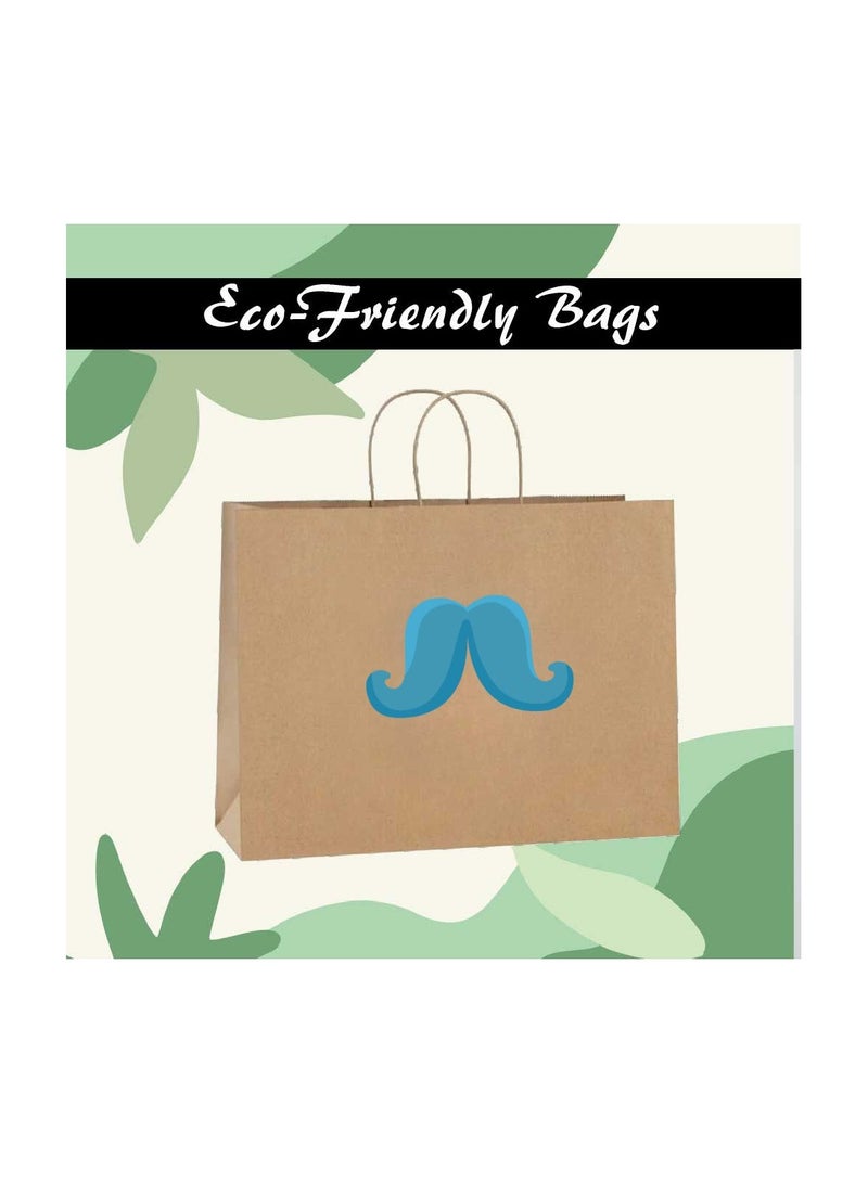 Movember Eco-Friendly A3 Brown Kraft Paper Gift Bags With Mustache Design–Durable And Reusable Bags With Handles–Perfect For Gifts And Movember Campaigns