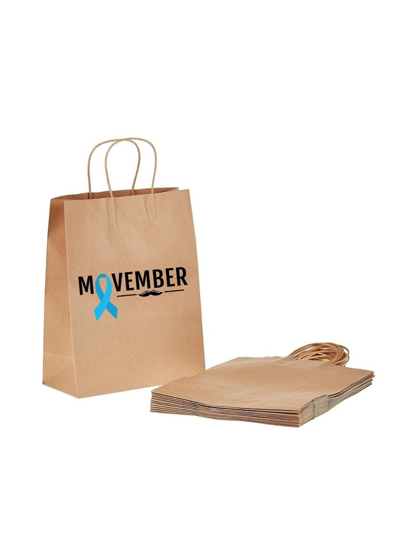 Movember Eco-Friendly A4 Brown Kraft Paper Gift Bags With Mustache Design–Durable And Reusable Bags With Handles–Perfect For Gifts And Movember Campaigns