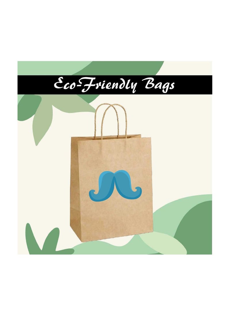 Movember Eco-Friendly A4 Brown Kraft Paper Gift Bags With Mustache Design–Durable And Reusable Bags With Handles–Perfect For Gifts And Movember Campaigns