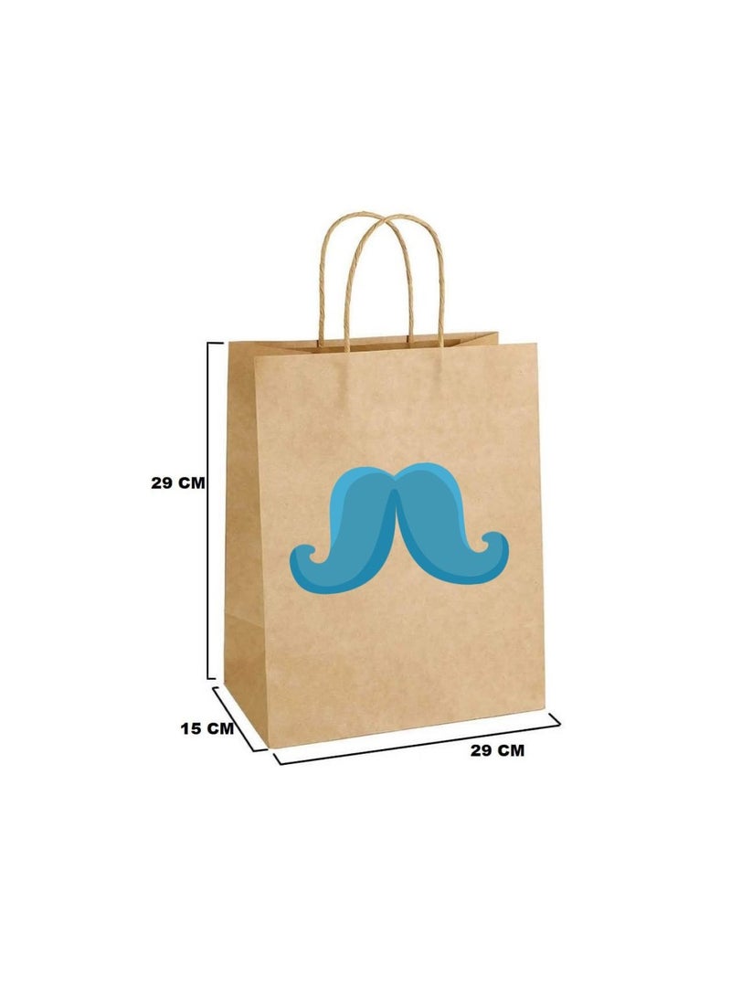 Movember Eco-Friendly A4 Brown Kraft Paper Gift Bags With Mustache Design–Durable And Reusable Bags With Handles–Perfect For Gifts And Movember Campaigns