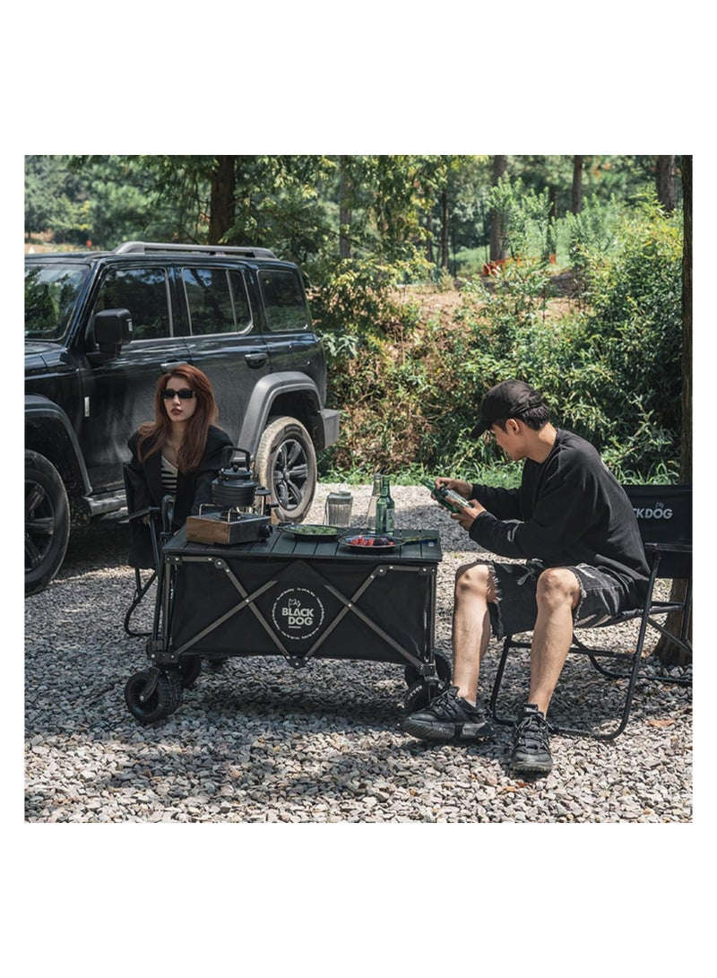 MADNESS SPORTS TRADING BLACKDOG Easy to Carry Wagon Garden Cart Camping Trolley Foldable with Wheels Handle for Outdoor Sports Beach Picnic Black