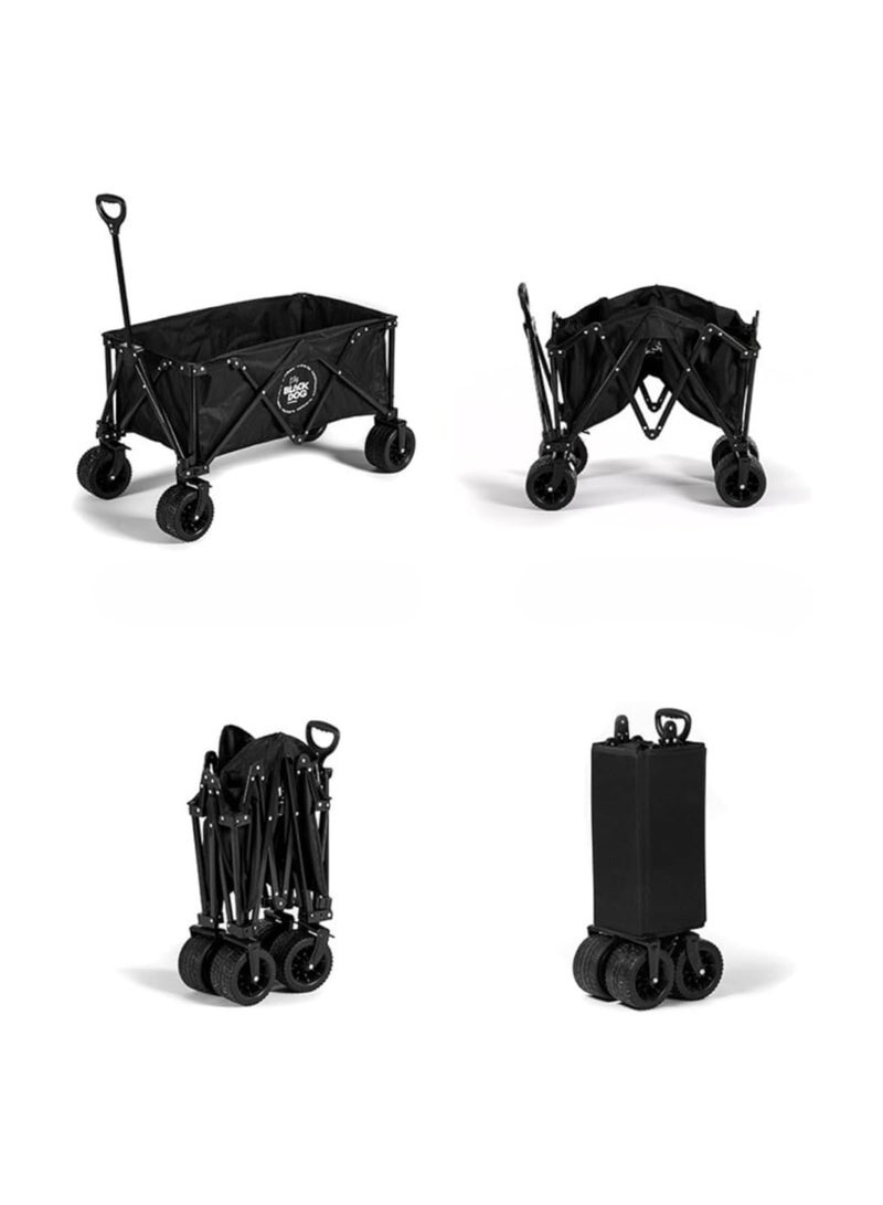 MADNESS SPORTS TRADING BLACKDOG Easy to Carry Wagon Garden Cart Camping Trolley Foldable with Wheels Handle for Outdoor Sports Beach Picnic Black