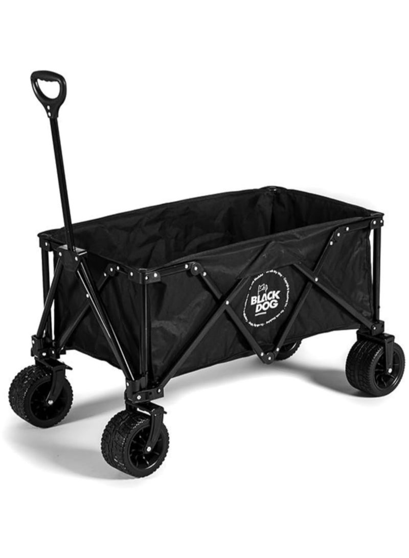 MADNESS SPORTS TRADING BLACKDOG Easy to Carry Wagon Garden Cart Camping Trolley Foldable with Wheels Handle for Outdoor Sports Beach Picnic Black