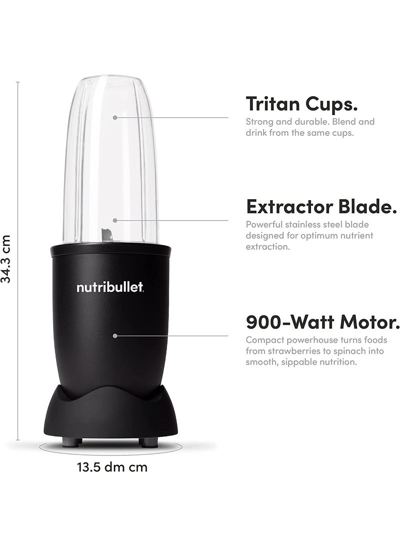 9 Piece Set, Multi-Function High Speed Blender, Mixer System with Nutrient Extractor, Smoothie Maker, All Black 700 ml 900 W NB9-1212AK Black