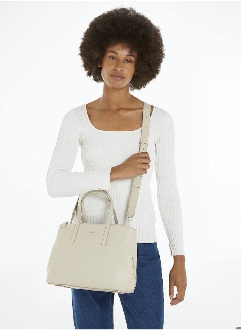 Women's Ck Must Tote Bag - Polyester, Beige