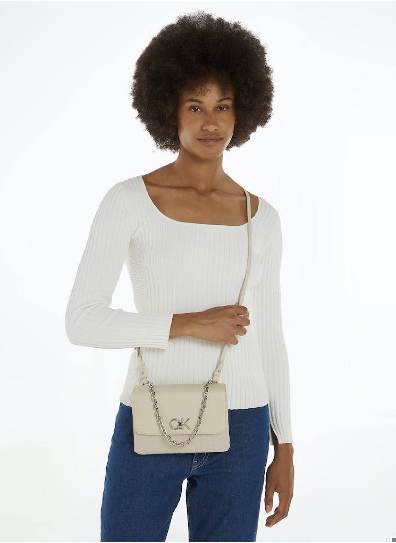 Women's Logo Jacquard Crossbody Bag - Polyester, Gray