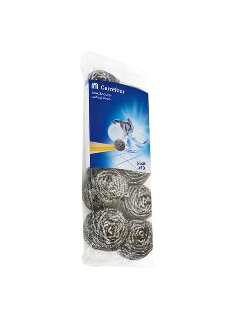 Stainless Steel Spiral Inox Scourer Silver 10 PCS