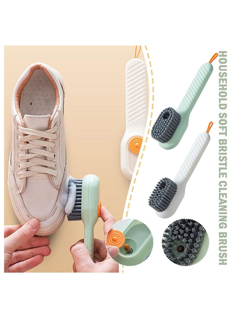 Shoe Brush for Leather Shoes, Black & Brown Cleaning Polish Kit, Boot Cleaner, Shine & Care with Horse Hair Soft Bristles, Soap Dispensing Brush