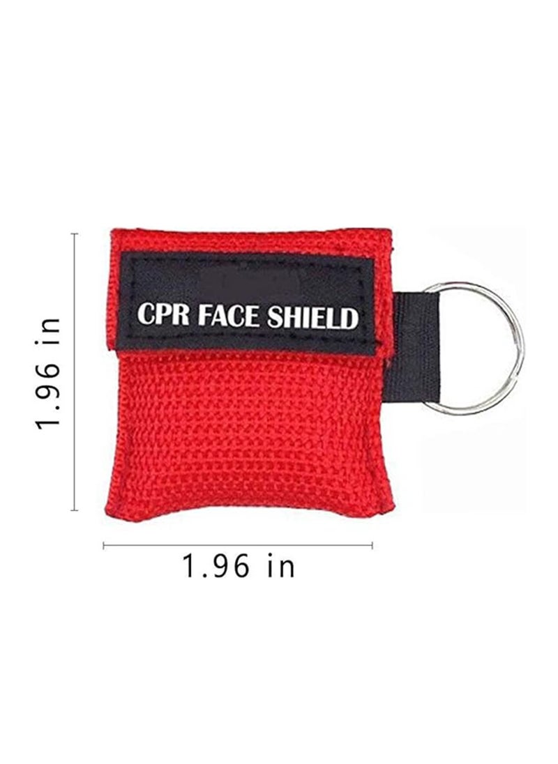 10 Pcs CPR Face Shield Mask,CPR Emergency Breathing Mask,Keychain Keying Emergency Kit,CPR Face Shields Pocket Mask for First Aid or CPR Training,Safety & Survival Gear(Red-10)