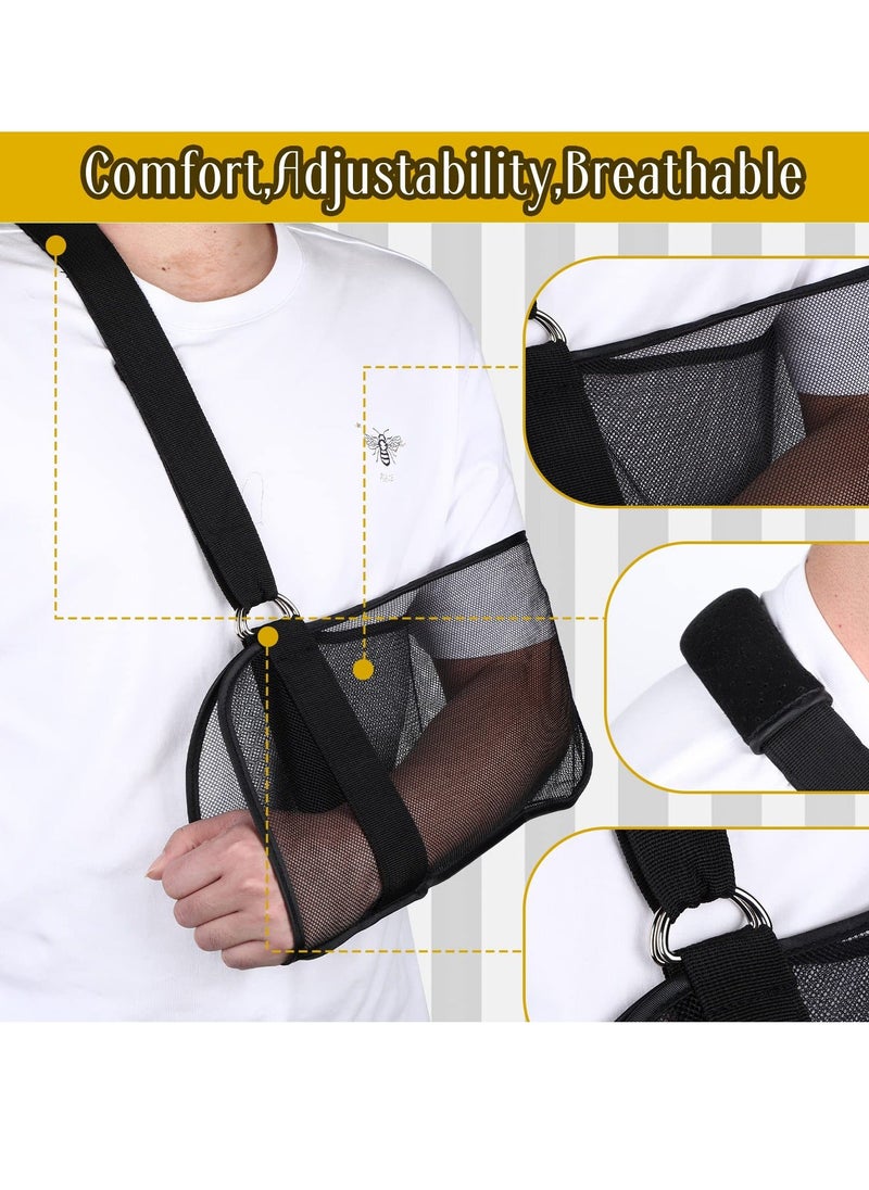 2 Pcs Mesh Arm Shoulder Sling Adjustable Shoulder Immobilizer for Shower Breathable Rotator Cuff Solution Lightweight Shoulder Sling for Shower Brace Black Arm Supports for Supporting Elbow Wrist