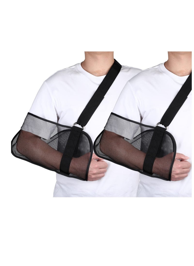 2 Pcs Mesh Arm Shoulder Sling Adjustable Shoulder Immobilizer for Shower Breathable Rotator Cuff Solution Lightweight Shoulder Sling for Shower Brace Black Arm Supports for Supporting Elbow Wrist