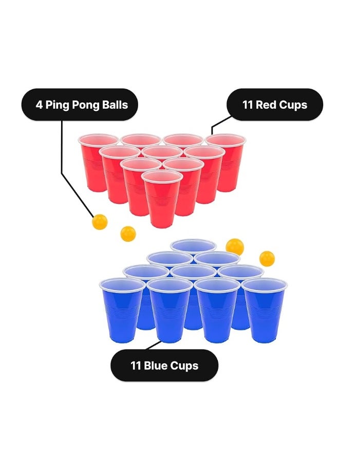 Beer Pong Set, Red Cups and Ping Pong Balls.