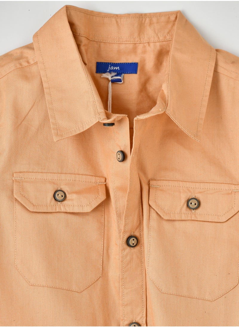 Boys Orange Casual Shirt with Long Sleeves