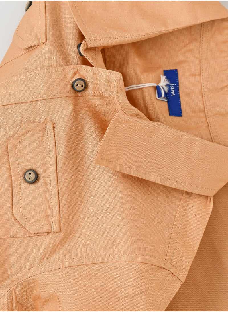 Boys Orange Casual Shirt with Long Sleeves