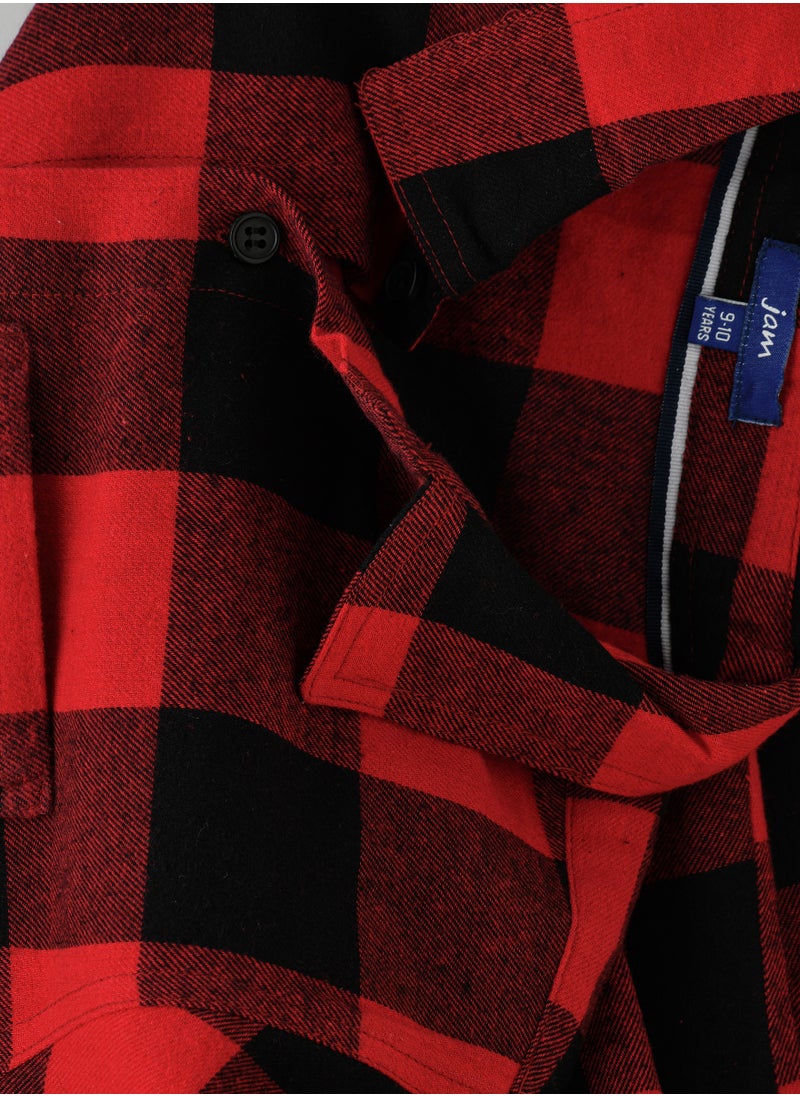 Boys' Red and Black Checkered Flannel Shirt