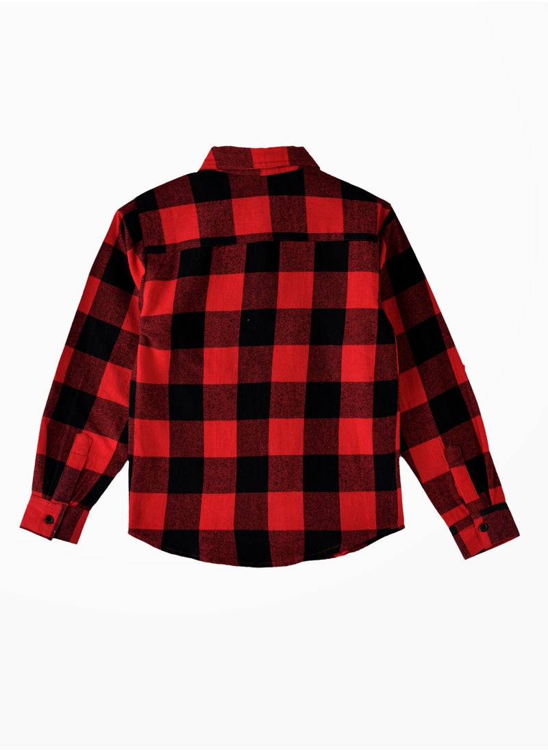 Boys' Red and Black Checkered Flannel Shirt