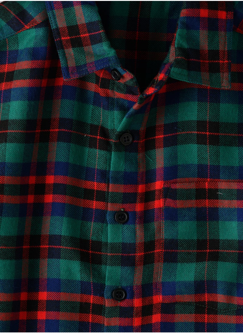 Boys' Green and Red Plaid Shirt