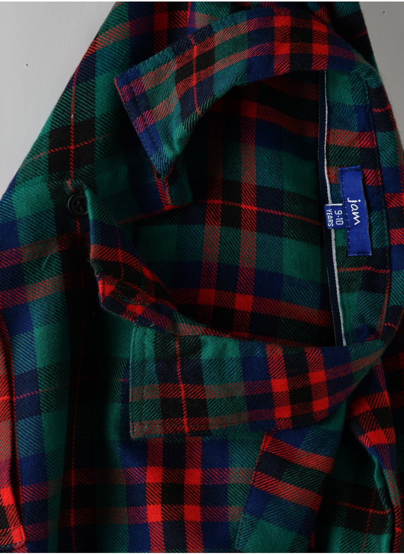 Boys' Green and Red Plaid Shirt