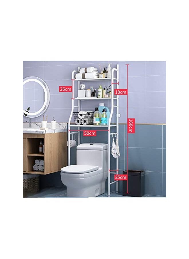 3 in 1 Tier Metal Toilet Storage Rack, Storage Above Toilets or Washing Machines, Low Space Saving Easy Assembly Toilet Shelf
