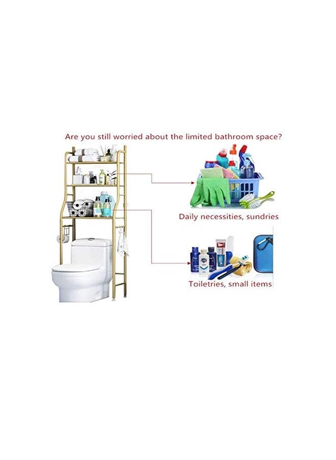 3 in 1 Tier Metal Toilet Storage Rack, Storage Above Toilets or Washing Machines, Low Space Saving Easy Assembly Toilet Shelf