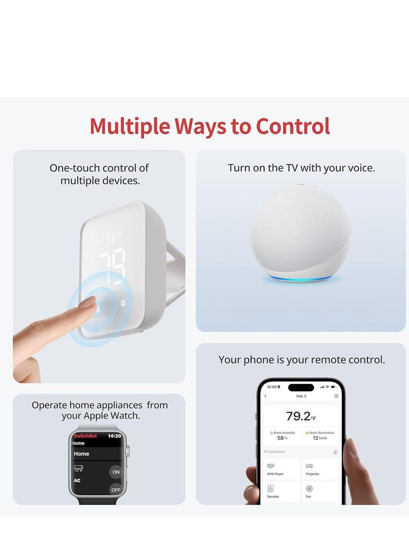 2 (2nd Gen), Work As A Wifi Thermometer Hygrometer, IR Remote Control, Smart Remote And Light Sensor, Link Switchbot To Wi-Fi (Support 2.4ghz), Compatible With Alexa & Google Assistant