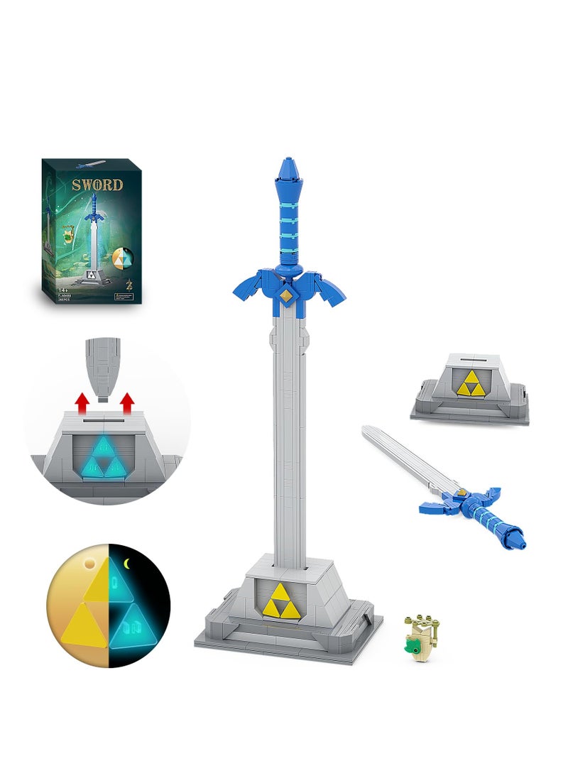 Master Sword Building Blocks Model Kit, with 3 Luminous Tri-Force and Creative Building Set, Unique Decorations and Building Toys for Child Adult Christmas Festival Valentine's Day Gift(290PCS)