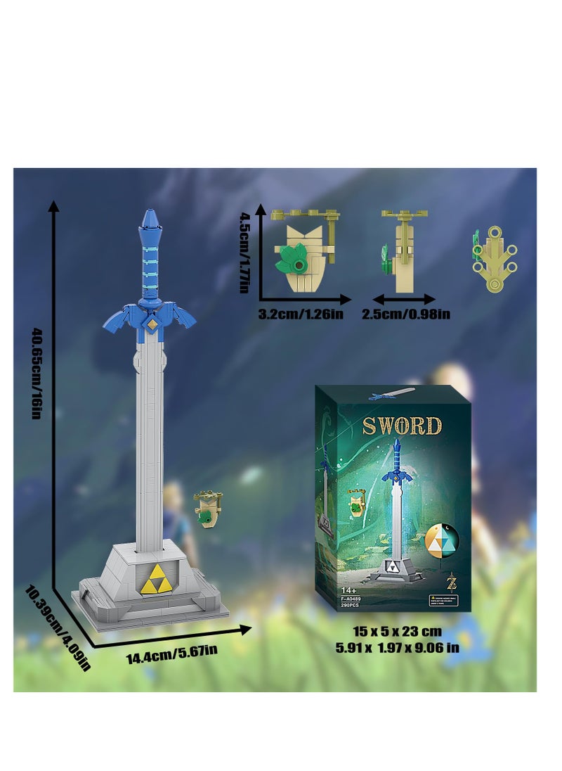 Master Sword Building Blocks Model Kit, with 3 Luminous Tri-Force and Creative Building Set, Unique Decorations and Building Toys for Child Adult Christmas Festival Valentine's Day Gift(290PCS)