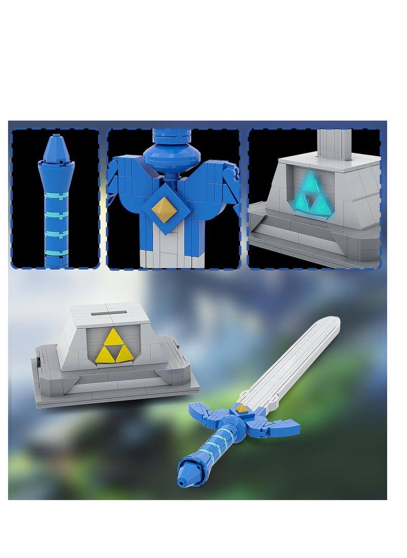 Master Sword Building Blocks Model Kit, with 3 Luminous Tri-Force and Creative Building Set, Unique Decorations and Building Toys for Child Adult Christmas Festival Valentine's Day Gift(290PCS)