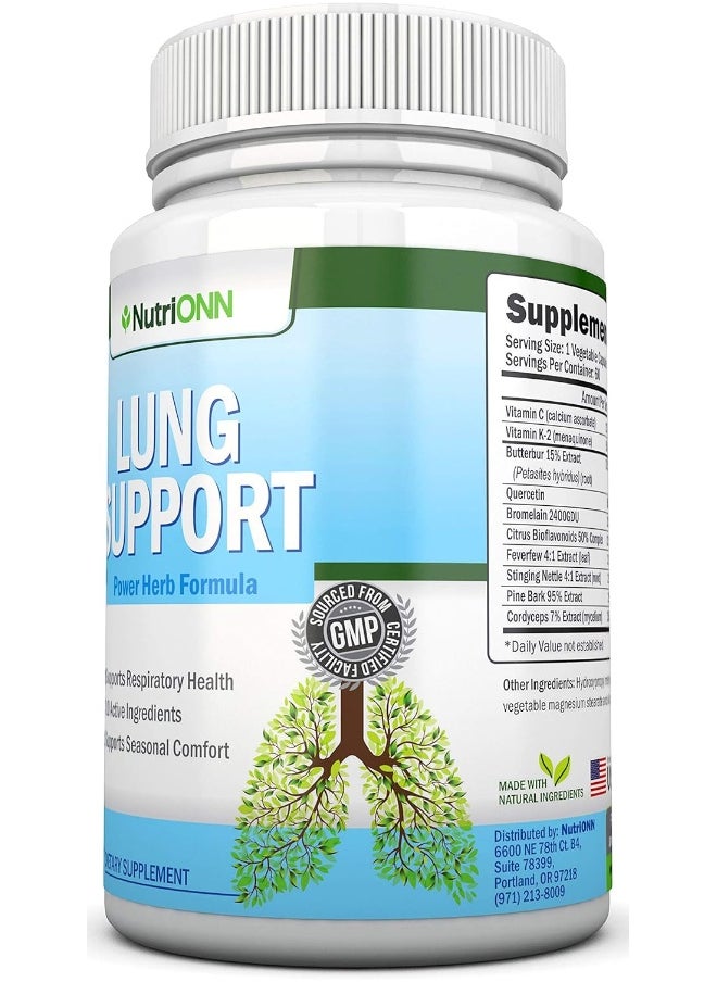 NutriONN Lung Cleanse - Powerful Lung Detox Program - 100% Vegetable Based - Great for Smokers - Supports Respiratory Health - Helps Reduce The Production of Mucus - Promotes Comfortable Breathing