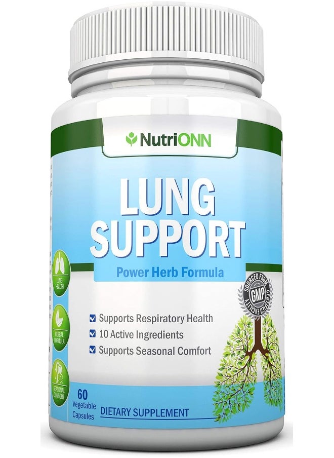 NutriONN Lung Cleanse - Powerful Lung Detox Program - 100% Vegetable Based - Great for Smokers - Supports Respiratory Health - Helps Reduce The Production of Mucus - Promotes Comfortable Breathing