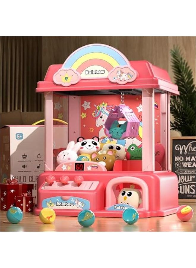 Claw Machine for Kids, Mini Vending Machines Arcade Candy Indoor Claw Game Prizes Toy, Electronic Pink Cool Fun Things Small Christmas Toys for Girls, Gifts for Girl 5 6 7 8 9 10 Year Old