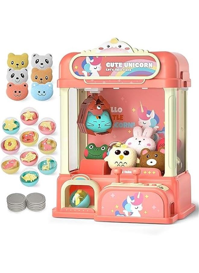 Claw Machine for Kids, Electronic Arcade Game Indoor Toy for Girls, Candy Vending Prizes Claw Game Machine Toys for Party Birthday for 6 7 8 9 Year Old，with Lights Sounds