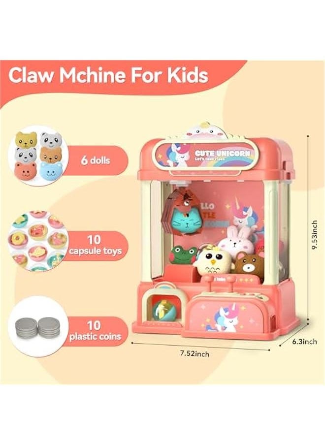 Claw Machine for Kids, Electronic Arcade Game Indoor Toy for Girls, Candy Vending Prizes Claw Game Machine Toys for Party Birthday for 6 7 8 9 Year Old，with Lights Sounds