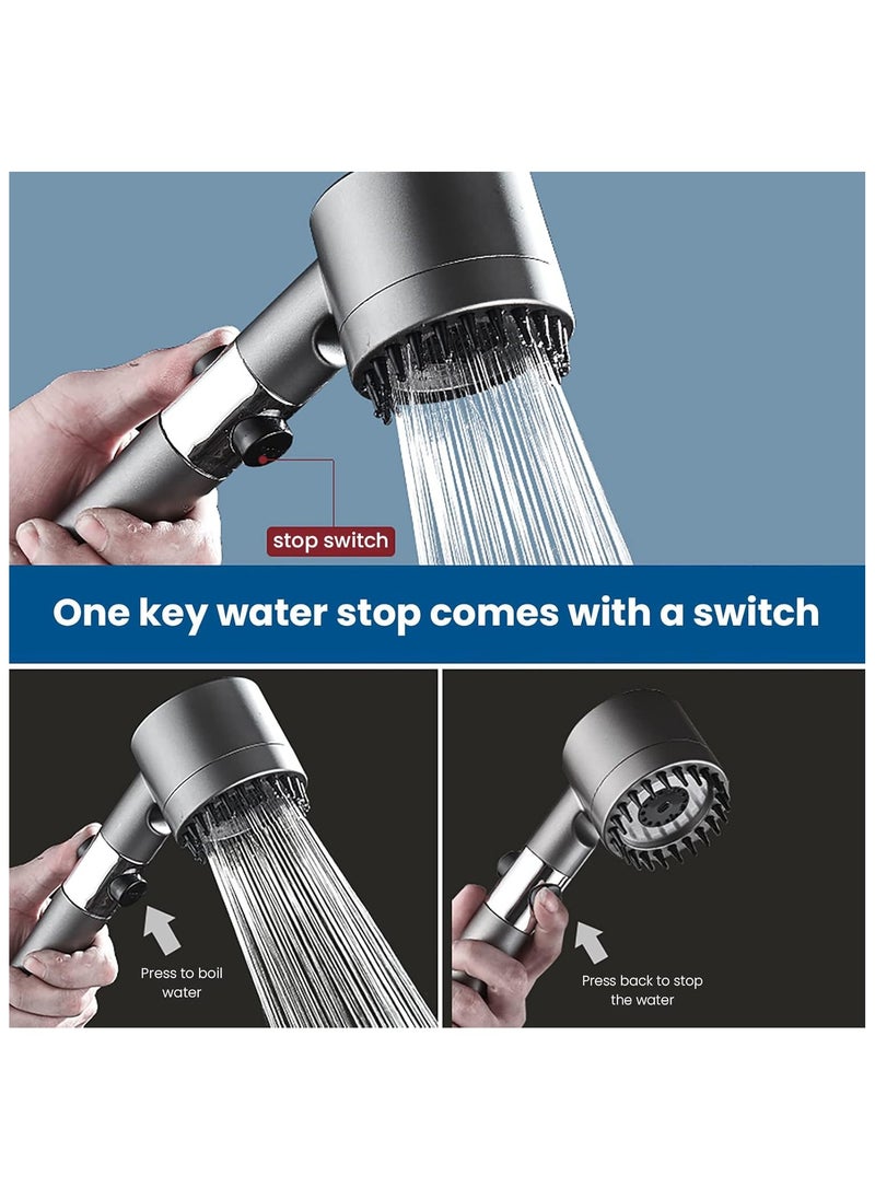 4-in-1 High Pressure Massage Shower Head with Handheld Bath Brush, 3-Mode Filtered Water Saving Showerhead for Body, Scalp & Hair | Adjustable Spray Modes for Ultimate Spa-like Experience