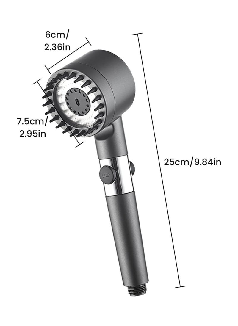 4-in-1 High Pressure Massage Shower Head with Handheld Bath Brush, 3-Mode Filtered Water Saving Showerhead for Body, Scalp & Hair | Adjustable Spray Modes for Ultimate Spa-like Experience