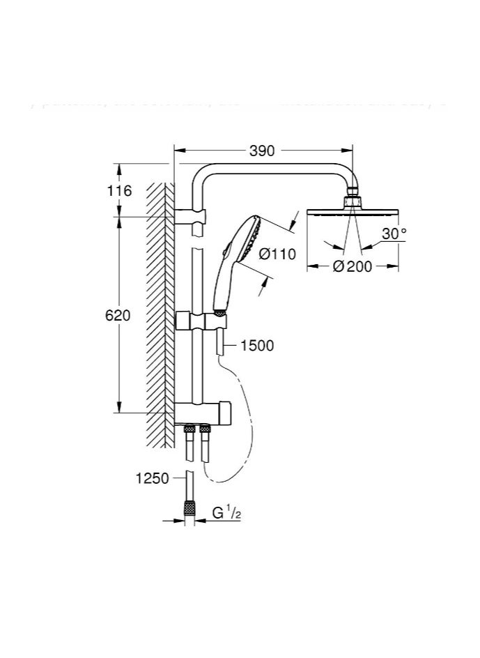 GROHE Tempesta Flex Shower System 200 – Dual Shower Head System with 8