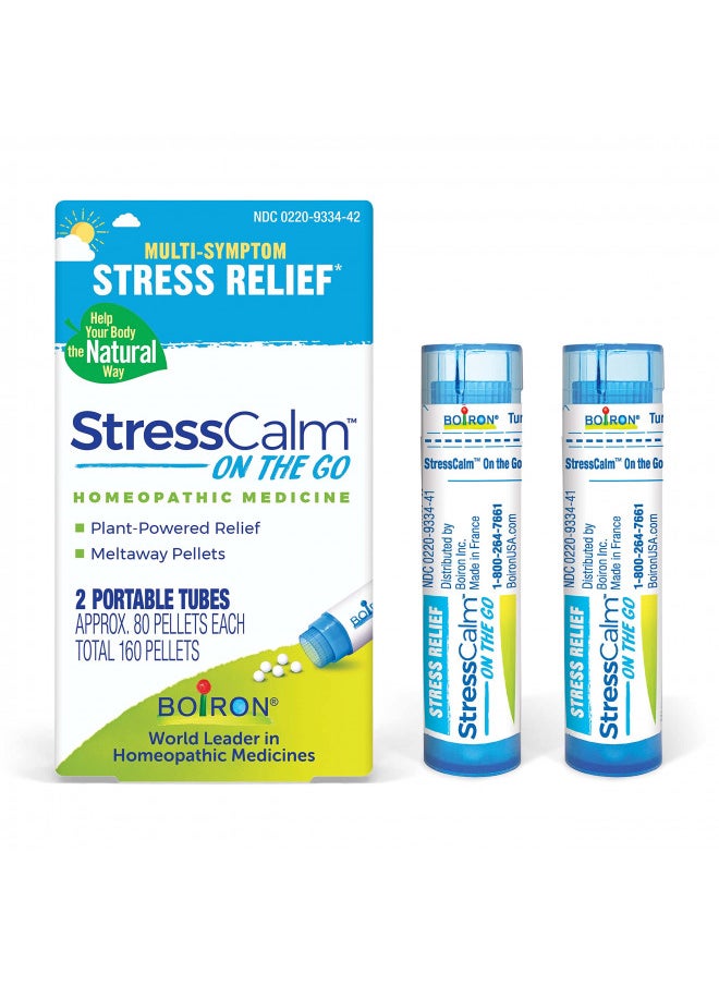 Boiron StressCalm On The Go for Relief of Stress, Anxiousness, Nervousness, Irritability, and Fatigue - 2 Count (160 Pellets)