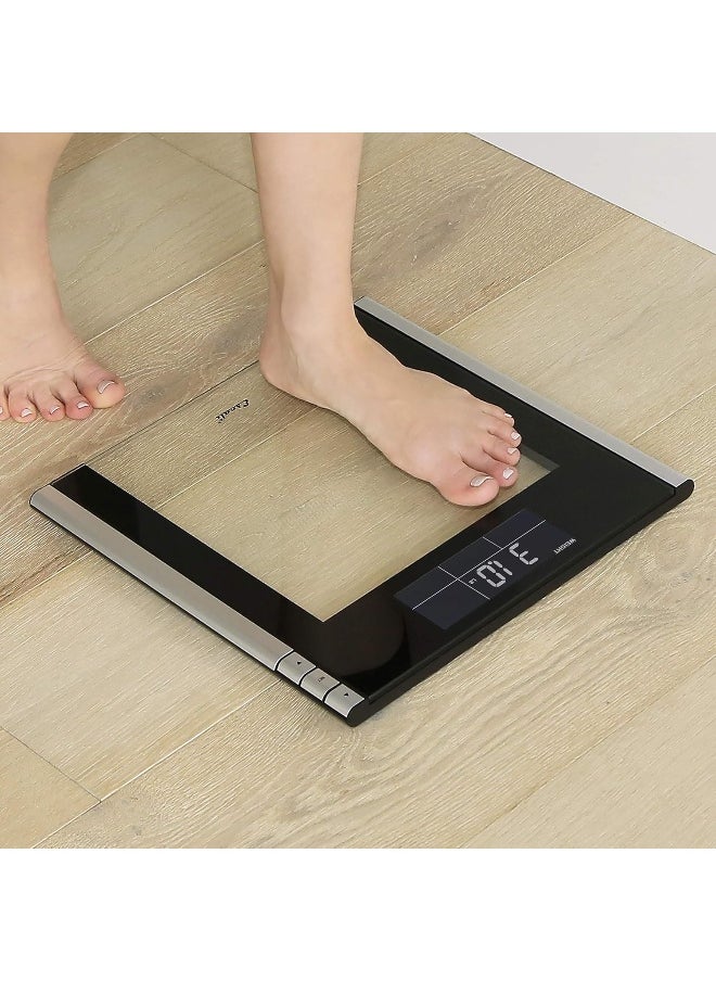 Escali USTT200 Track and Target Bathroom Body Scale, 4 User Profiles, LCD Digital Display, 440lb Capacity, Clear/Black