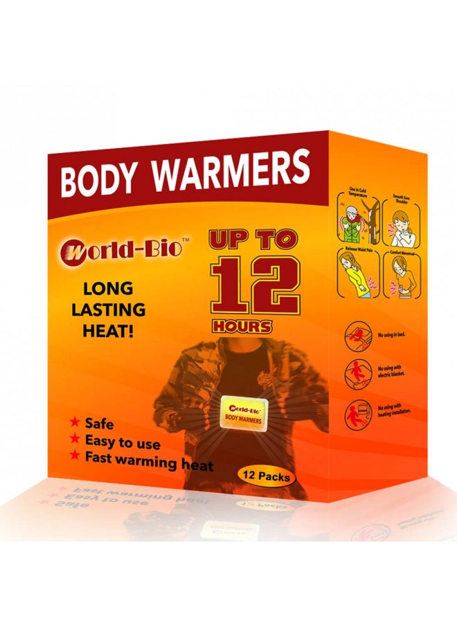 Body Warmers with Adhesive Backing Air Activate Heat Patch Disposable Gives 12 Hours Warm Pad - 12 Packs