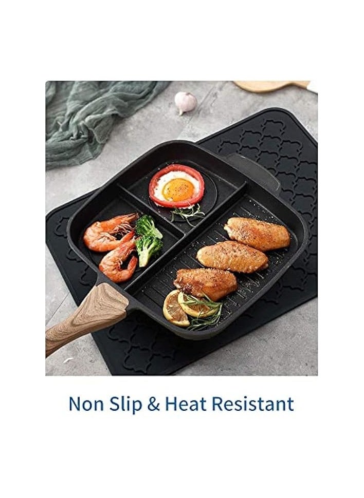 Silicone Drying Mat for Kitchen Countertops, 12 X 16 In, Kitchen Drying Mat (Black)