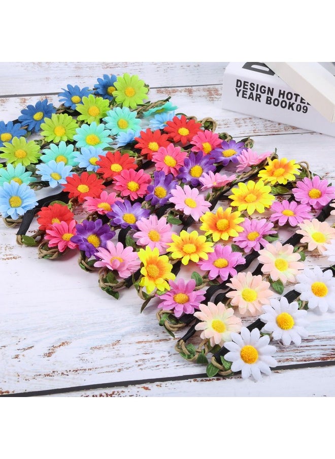 12 Pieces Multicolor Lady Girl Fashion Flower Crown Floral Garland Headbands For Festival Wedding Party