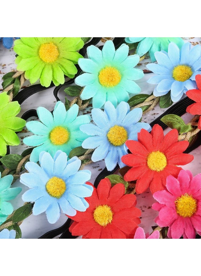 12 Pieces Multicolor Lady Girl Fashion Flower Crown Floral Garland Headbands For Festival Wedding Party