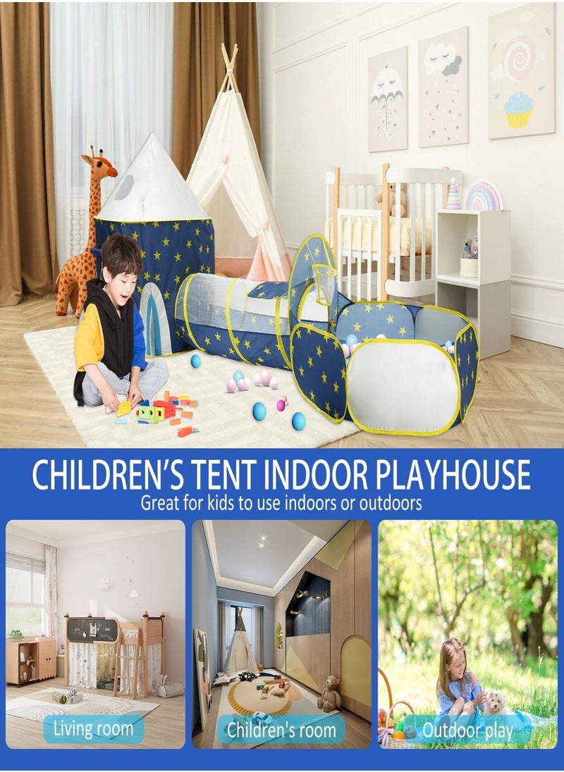 3PC Princess Tent for Girls with Kids Ball Pit, Kids Play Tents and Crawl Tunnel for Toddlers, Pink Pop Up Playhouse Toys for Baby Indoor& Outdoor Tent Games, Birthday Kid’s Gifts