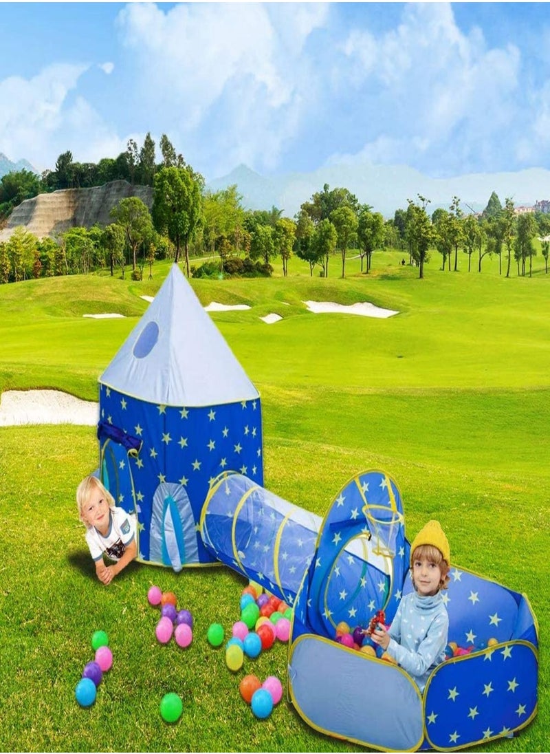 3PC Princess Tent for Girls with Kids Ball Pit, Kids Play Tents and Crawl Tunnel for Toddlers, Pink Pop Up Playhouse Toys for Baby Indoor& Outdoor Tent Games, Birthday Kid’s Gifts