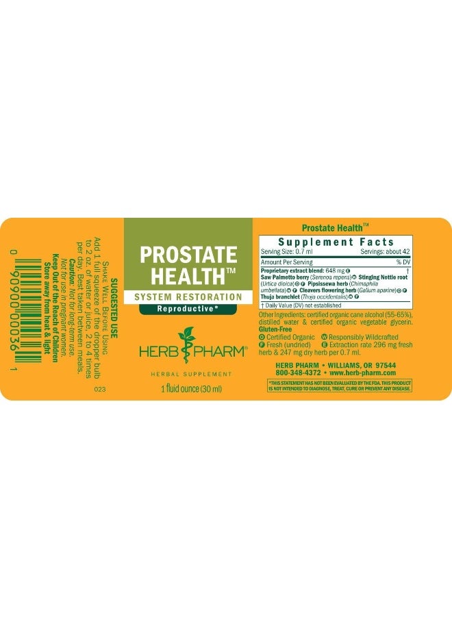 Herb Pharm Prostate Health Liquid Herbal Formula with Saw Palmetto Liquid Extract - 1 Ounce