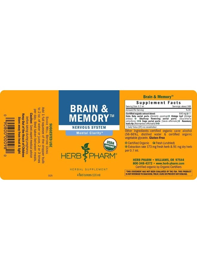 Herb Pharm Brain & Memory Tonic, 4 oz (Pack of 1)