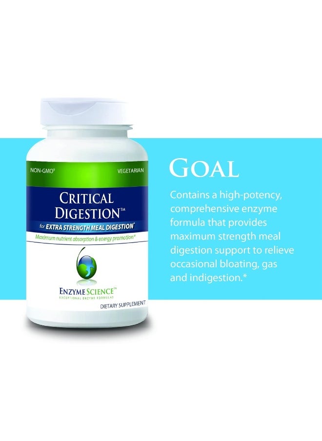 Enzyme Science Critical Digestion, 30 Capsules – High Potency Support for Digestion, Bloating, & Irregularity – with Probiotics – Gut Health Formula –Vegetarian – Non-GMO