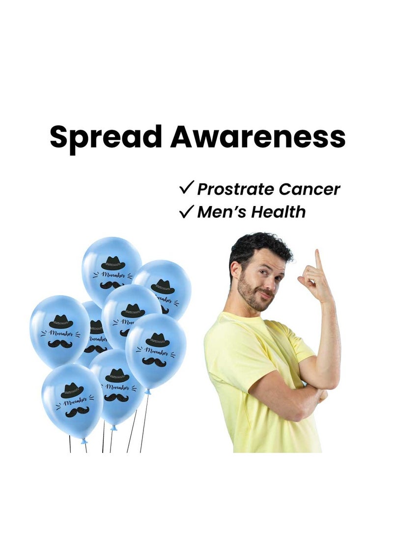 Movember Mustache Latex Balloons-Pack Of 50 ProstateCancer Awareness Balloons For Charity Events,Fundraisers  And Parties–Ideal For Decorating Events,Spreading Awareness